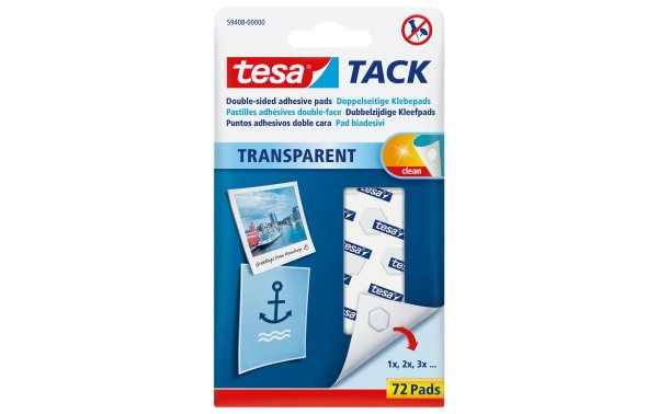 tesa Klebepad TACK 72 Stück, Transparent