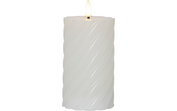 Star Trading LED-Kerze Pillar Flamme Swirl, Ø 7.5 x 15 cm, Weiss