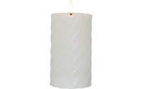 Star Trading LED-Kerze Pillar Flamme Swirl, Ø 7.5 x 15 cm, Weiss
