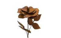 Ambiance Gartenstecker Rose mit Blättern, 85 cm