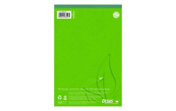 Ursusgreen Notizblock Green A5, kariert, 100 Blatt, 5 Stück