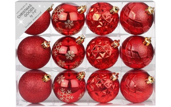 INGES CHRISTMAS DECOR Weihnachtskugel Traditional Red Ø 6 cm 12 Stück