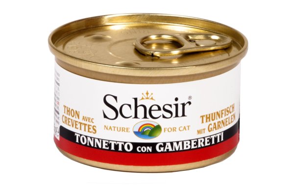 Schesir Nassfutter Thunfisch & Garnelen in Gelée, 85 g