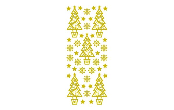 Rössler Weihnachtssticker Bäume und Sterne 1 Blatt, Gold