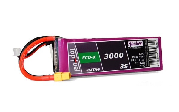 Hacker RC-Akku LiPo 3000 mAh 11.1 V 20C TopFuel ECO-X MTAG