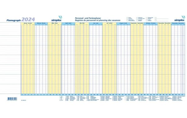 Simplex Jahresplaner Planograph 640 x 296 mm, 2024, 3 Stück