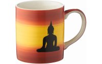 Mila Kaffeetasse Buddha 280 ml, 6 Stück, Gelb/Rot