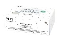 Rico Design Folienballon Happy Birthday Ø 36 cm, 13-teilig,  Silber