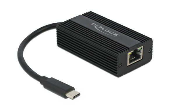 Delock Netzwerk-Adapter USB-C - RJ45 2,5Gbps, Schwarz, Metalgehäuse