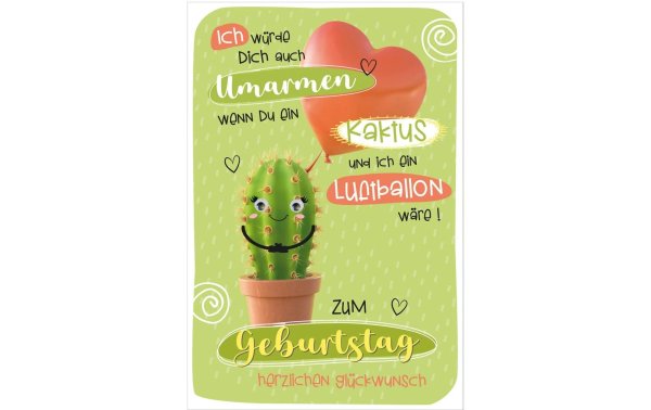 Susy Card Geburtstagskarte Kaktus mit Wackelaugen 11.5 x 17 cm