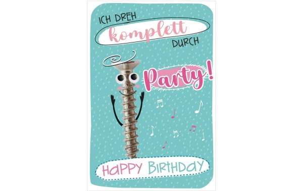 Susy Card Geburtstagskarte Schraube mit Wackelaugen 11.5 x 17 cm