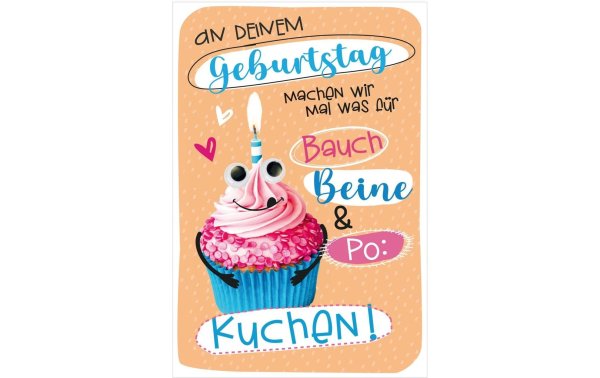 Susy Card Geburtstagskarte Cupcake mit Wackelaugen 11.5 x 17 cm
