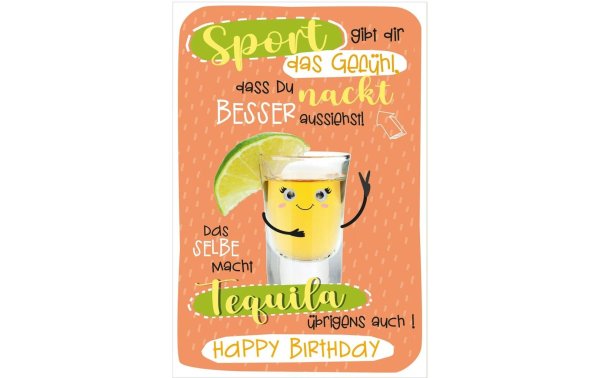 Susy Card Geburtstagskarte Schnaps mit Wackelaugen 11.5 x 17 cm
