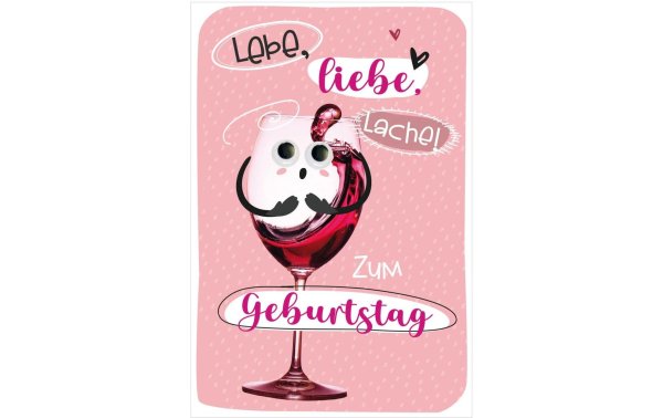 Susy Card Geburtstagskarte Wein mit Wackelaugen 11.5 x 17 cm