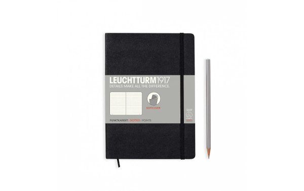 Leuchtturm Notizbuch Medium Softcover A5, Dot, Schwarz