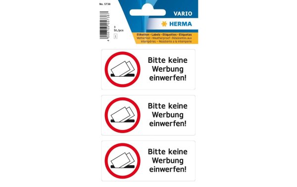 Herma Stickers Text-Etiketten 84 x 120 mm Bitte keine Werbung einwerfen