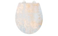 Wenko Toilettensitz Agate Absenkautomatik, Gold/Weiss