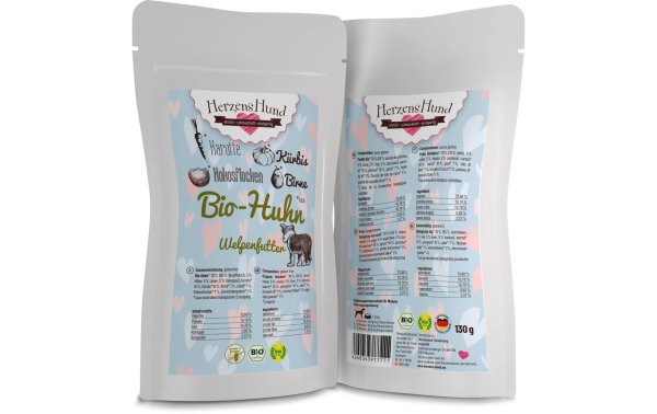 HerzensHund Nassfutter Welpe Bio-Huhn mit Bio-Karotte, 130 g