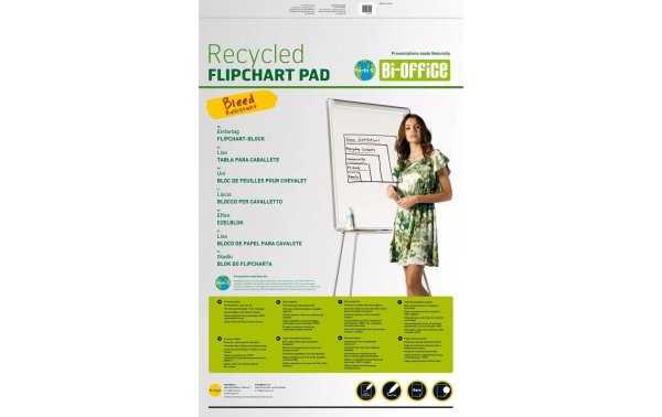 Bi-Office Flipchart Papier 65 x 98 cm 20 Blatt Blanco 70 g/m², 5 Stück