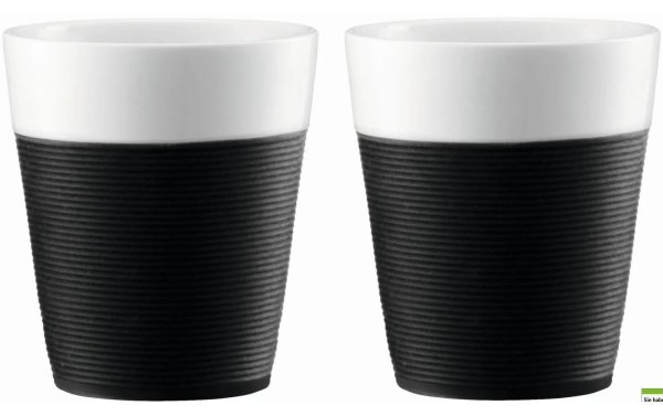 Bodum Kaffeebecher Bistro 300 ml, 2 Stück, Schwarz/Weiss