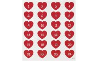 Creativ Company Adventskalender-Zahlen Herz 24 Sticker