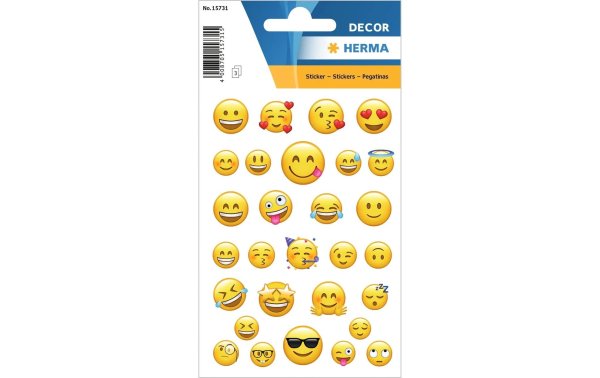 Herma Stickers Motivsticker Lovely Emojis 3 Blatt à 90 Sticker Mehrfarbig