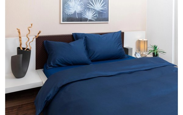 COCON Duvetbezug Satin 200 x 210 cm, Marineblau