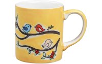 Mila Kaffeetasse Lovley Birds 280 ml, 6 Stück, Gelb