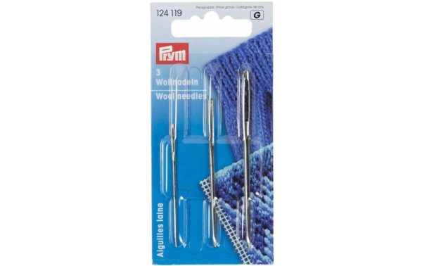 Prym Wollnadel Nr. 1 + 3 ohne Spitze, 3 Stück