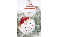 Hoff Interieur Weihnachtskugel Schneemann Ø 8, Rot/Weiss, 4 Stück