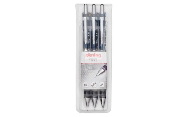 Rotring Minenbleistift Tikky 3er Set HB, 0.35, 0.5, 0.7 mm, Schwarz