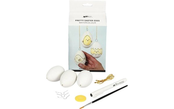 Creativ Company Bastelset Funny Easter Eggs 1 Stück, Weiss/Gelb/Schwarz