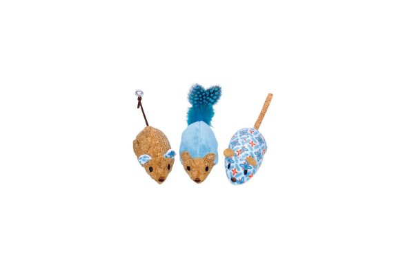 Nobby Katzen-Spielzeug Plüsch Mäuse mit Catnip, Blau, 12 cm