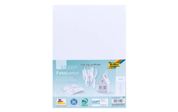 Folia Fotokarton A4, 300 g/m², 50 Blatt, Weiss