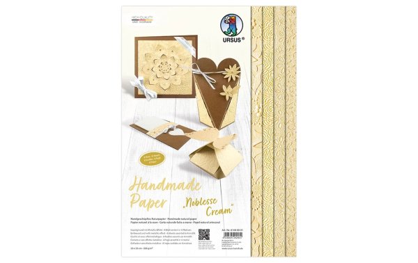 URSUS Bastelpapier Noblesse 23 x 33 cm, 200 g/m², 8 Blatt, Creme