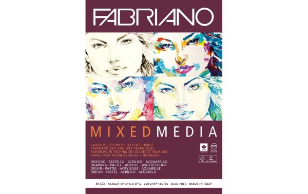 Fabriano Malblock Mixed Media A5, 40 Blatt