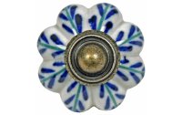 Originals Möbelgriff Blume Keramik/Metall, Blau/Weiss