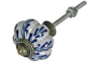 Originals Möbelgriff Blume Keramik/Metall, Blau/Weiss