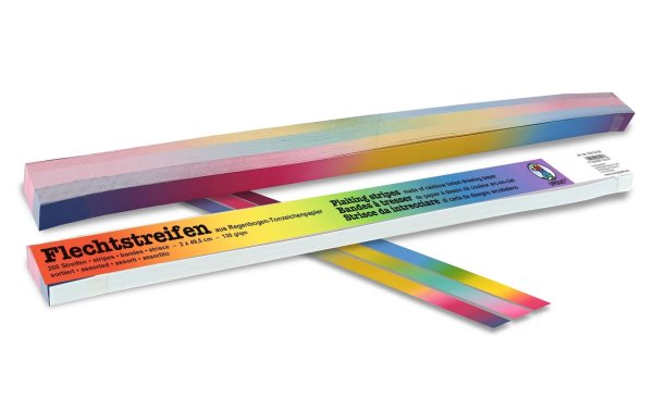 URSUS Bastelpapier Flechtstreifen 2 x 49.5 cm, 200 Stück, Rainbow