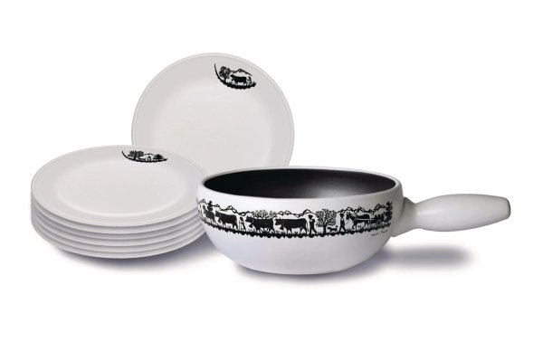 Stöckli Käsefondue-Set Alpaufzug 7 Teile, Weiss