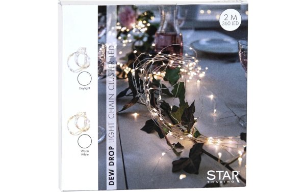 Star Trading LED Lichterkette Angel Hair Dew Drop, 2 m, 360 LEDs, Silber
