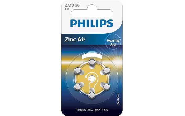 Philips Knopfzelle Hörgerätbatterie ZA10 6 Stück