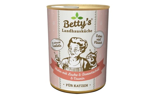 Bettys Landhausküche Nassfutter Huhn mit Lachs & Borretschöl, 400 g