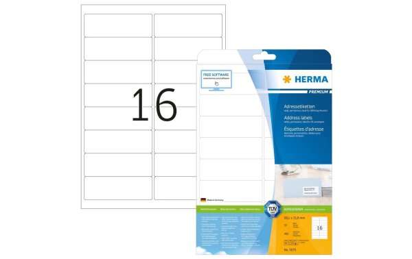 HERMA Adressetiketten Premium 5075 99.1 x 33.8 mm, 400 Etiketten