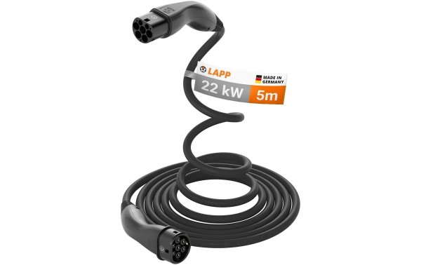 Lapp Ladekabel Helix für Elektroauto Typ 2, 22 kW, 5 m, Schwarz