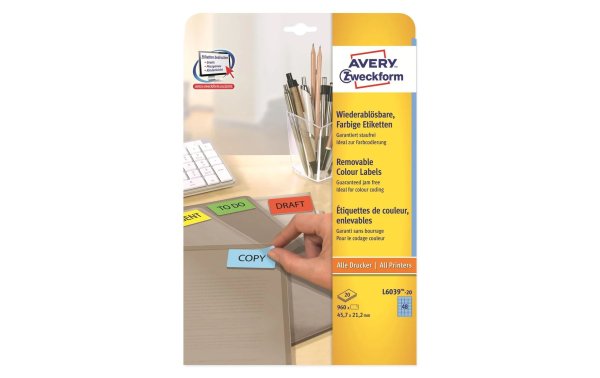 Avery Zweckform Universal-Etiketten non-permanent Blau, 20 Blatt