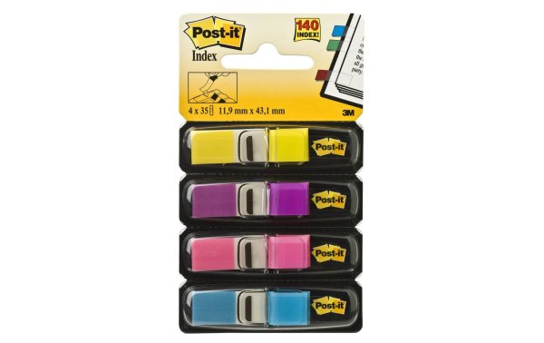 Post-it Page Marker Index Gelb/Violett/Pink/Blau, 4 Stück