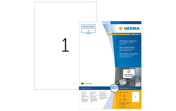 HERMA Universal-Etiketten 10315 210 x 297 mm, 100 Blatt