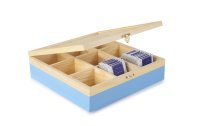Ibili Teebeutel-Box 9 Fächer, Blau/Braun