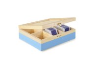 Ibili Teebeutel-Box 6 Fächer, Blau/Braun